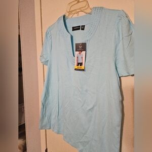 Rafaella Sky Blue Short Sleeve Top